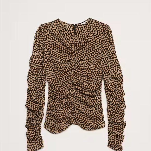 Banana Republic Black and Tan Ruched Blouse - Picture 1 of 2